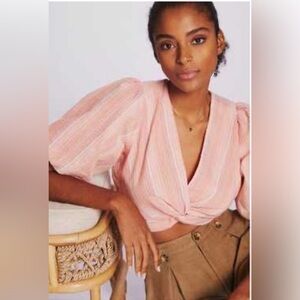 Anthropologie Dolan Pink Striped Crop Top